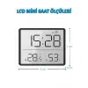 Dijital Duvar Saati Termometre Sıcaklık Ve Nem Ölçer Masa Saati Alarm LCD Ekran Duvara Takılır SİYAH