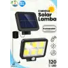 120 LED Ayrı Solar Panel Güneş Enerjili 3 Mod Duvar Lambası 5 METRE Kablolu Bahçe Aydınlatma