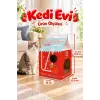 Çilek Desenli Karton Kedi Evi – Katlanabilir Süt Kutusu Tasarımı, Tırmalama Pedi Hediyeli Sempatik Kevi Yuvası