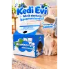 Karton Kedi Evi – Yaban Mersini Katlanabilir Süt Kutusu Tasarımı, Tırmalama Pedi Hediyeli Sempatik Kedi Evi