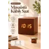 Ahşap Dijital Kübik Masa Saati Termometre ve Alarm