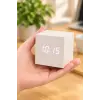 Ahşap Dijital Kübik Masa Saati Termometre ve Alarm