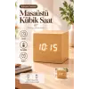 Ahşap Dijital Kübik Masa Saati Termometre ve Alarm