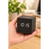 Ahşap Dijital Kübik Masa Saati Termometre ve Alarm