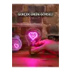 Kalp Şeklinde Neon Dekoratif Masa Lambası Ampul Şeklinde Yeni Nesil Aydınlatma Pembe