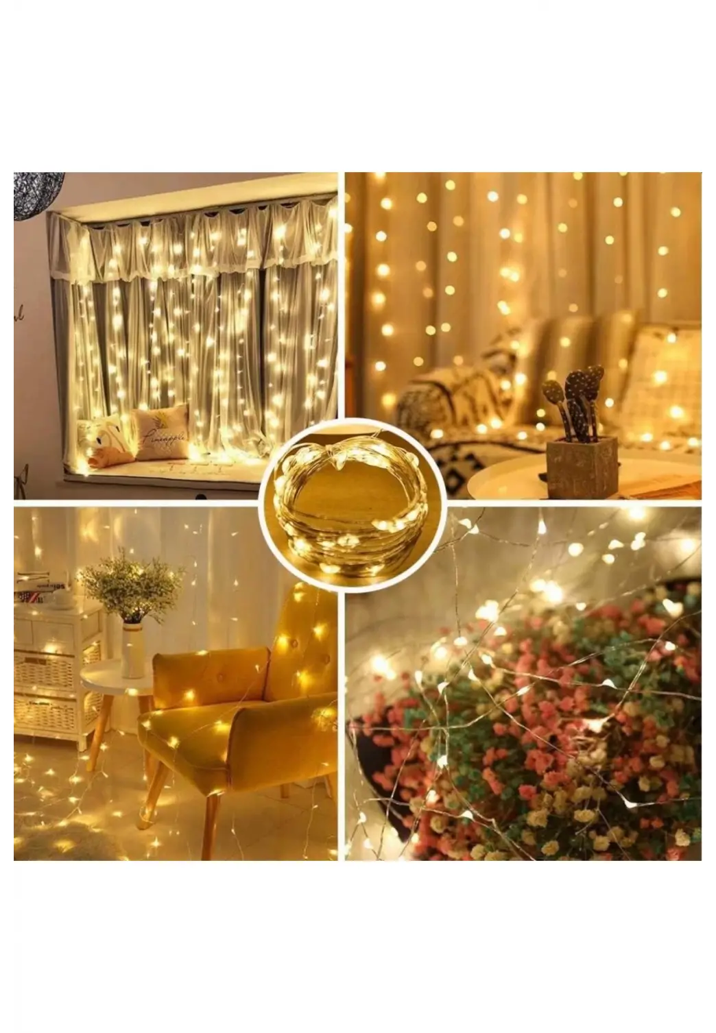 Perde Led 3mx3m Kumandalı 8 Fonksıyonlu 300 Ledli 10 Sarkıtlı Peri Ledi Usb Girişli