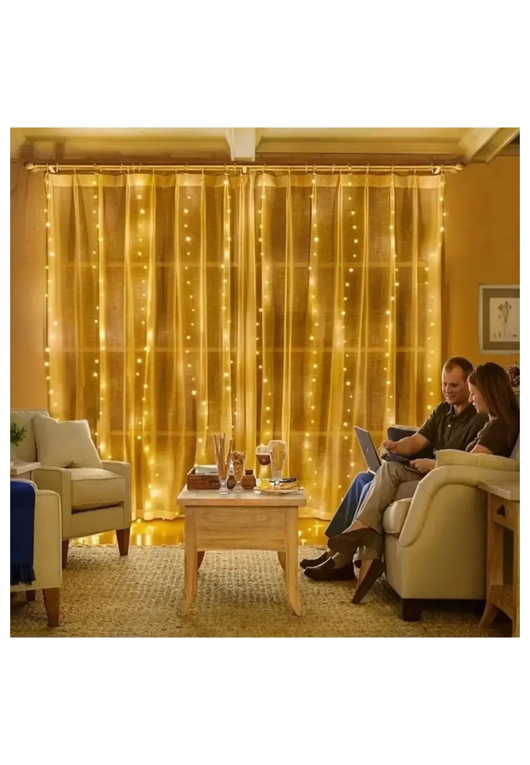 Perde Led 3mx3m Kumandalı 8 Fonksıyonlu 300 Ledli 10 Sarkıtlı Peri Ledi Usb Girişli