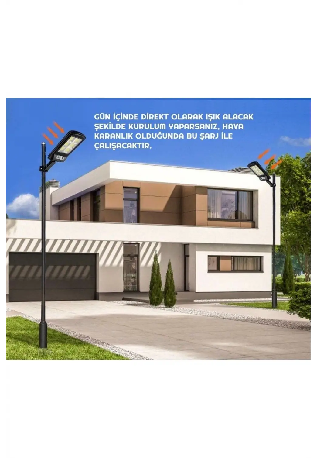Güneş Enerjili Sokak Lambası Solar Duvar Lambası Hareket Sensörlü 3Mod Uzaktan Kumanda 120 Led Garaj