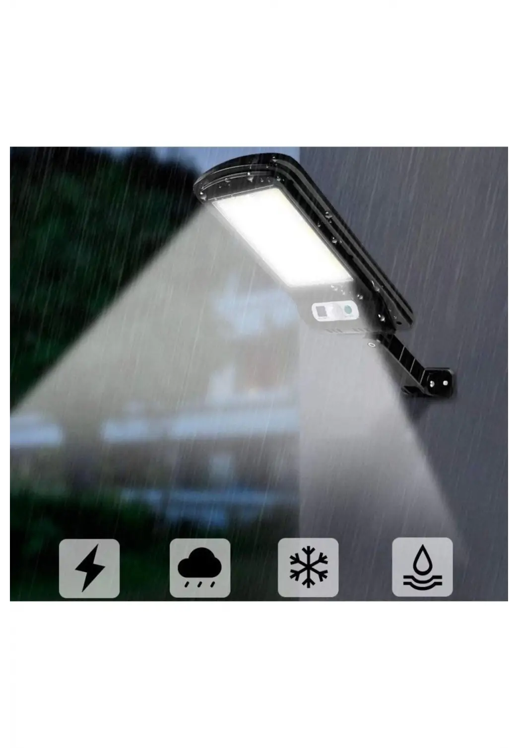 Güneş Enerjili Sokak Lambası Solar Duvar Lambası Hareket Sensörlü 3Mod Uzaktan Kumanda 120 Led Garaj