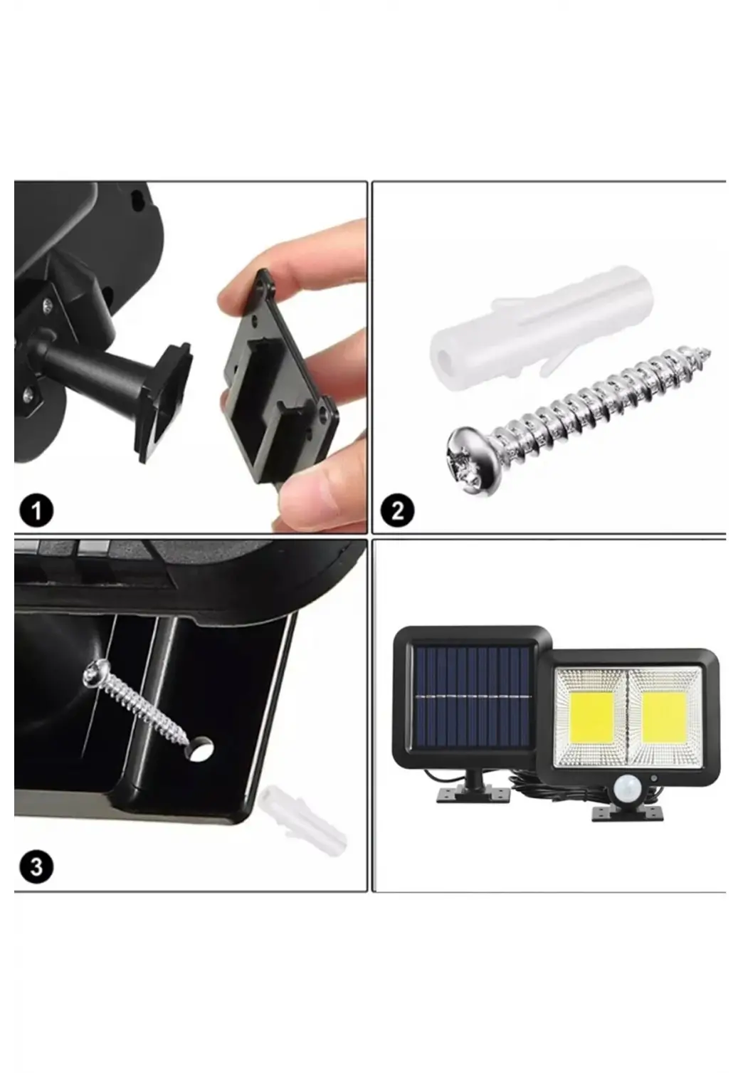 120 LED Ayrı Solar Panel Güneş Enerjili 3 Mod Duvar Lambası 5 METRE Kablolu Bahçe Aydınlatma