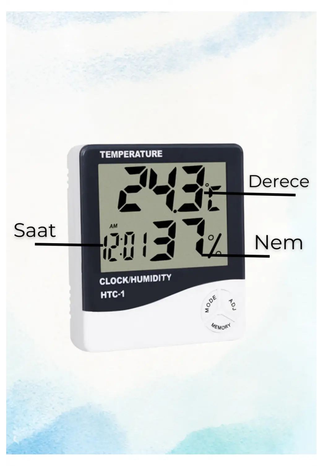 3 ADET Dijital Oda Termometre Sıcaklık Ve Nem Ölçer Masa Saati Alarm Pil DAHİL
