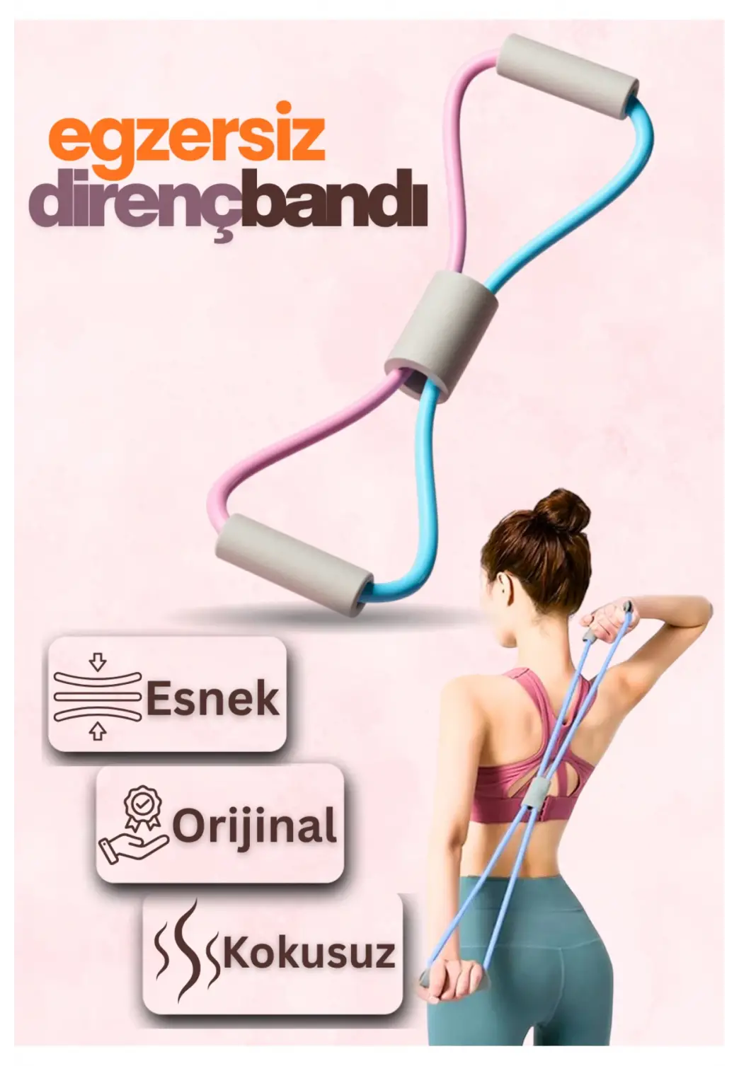 Pilates Direnç Lastiği Kalça Vücut Şekillendirici Yoga Kelebek Direnç Bandı Evde Spor
