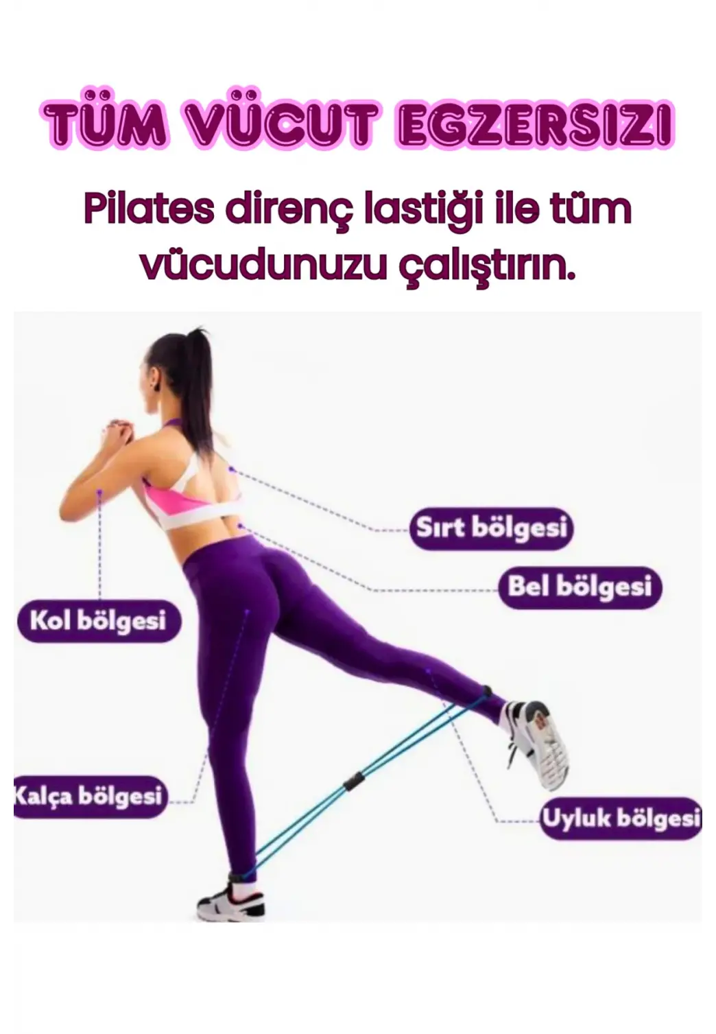 Pilates Direnç Lastiği Kalça Vücut Şekillendirici Yoga Kelebek Direnç Bandı Evde Spor