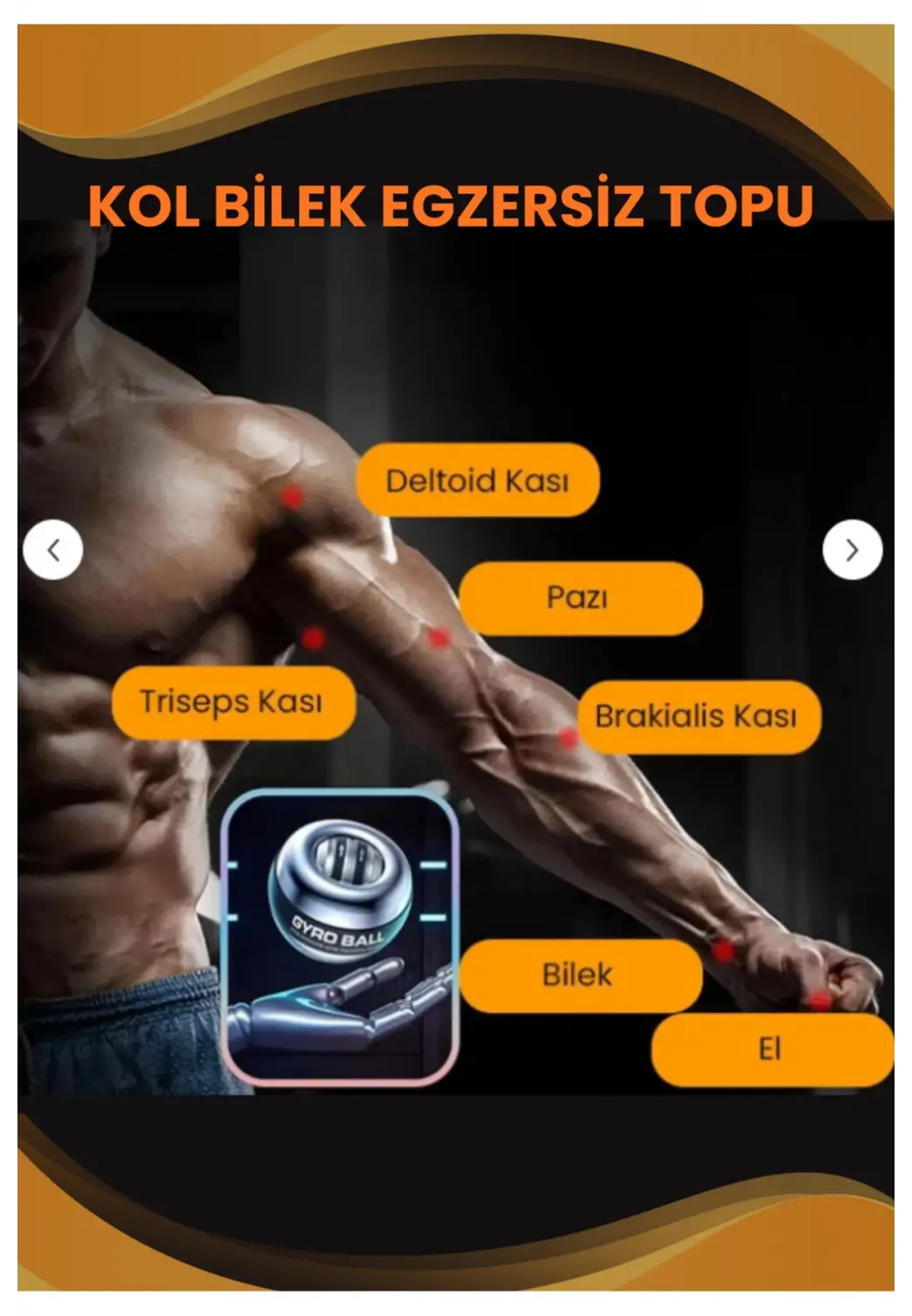Gyro Ball El Bilek Egzersiz Topu Kol Kuvvet Güç Topu Powerball Kas Geliştirici