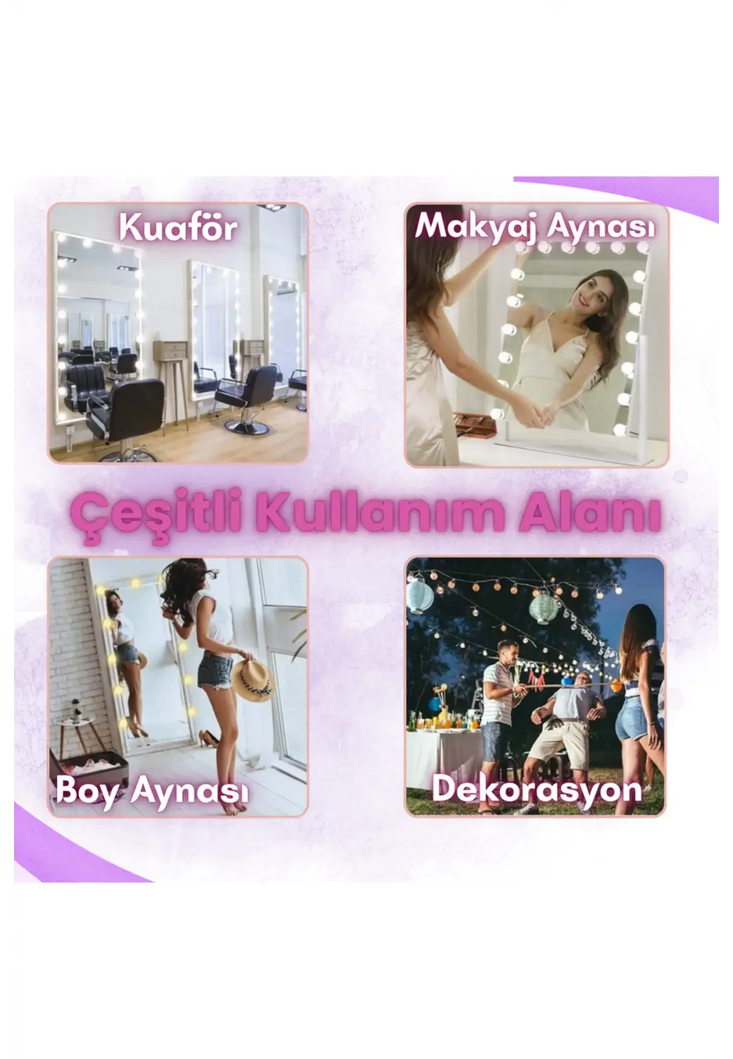 10 lu Makyaj Masası Banyo Aynası Giyim Odası Aydınlatma Hollywood Tarzı Nostaljik Led Lamba 3 MOD