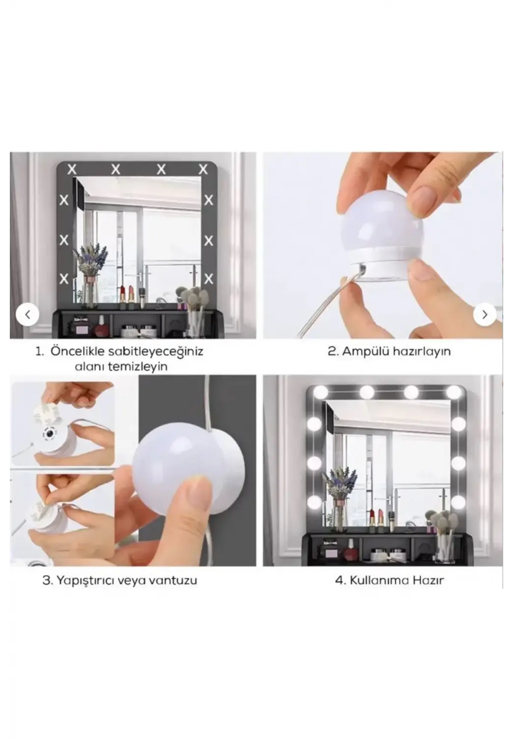10 lu Makyaj Masası Banyo Aynası Giyim Odası Aydınlatma Hollywood Tarzı Nostaljik Led Lamba 3 MOD