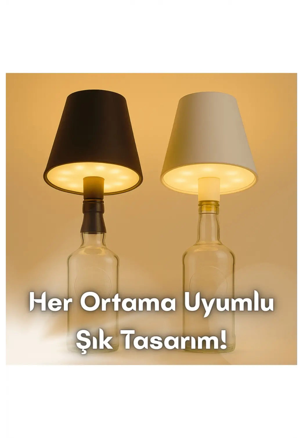 Kablosuz Şişe Lambası - Şarjlı Abajur Masa Işığı Dokunmatik Şişe İçin LED BEYAZ