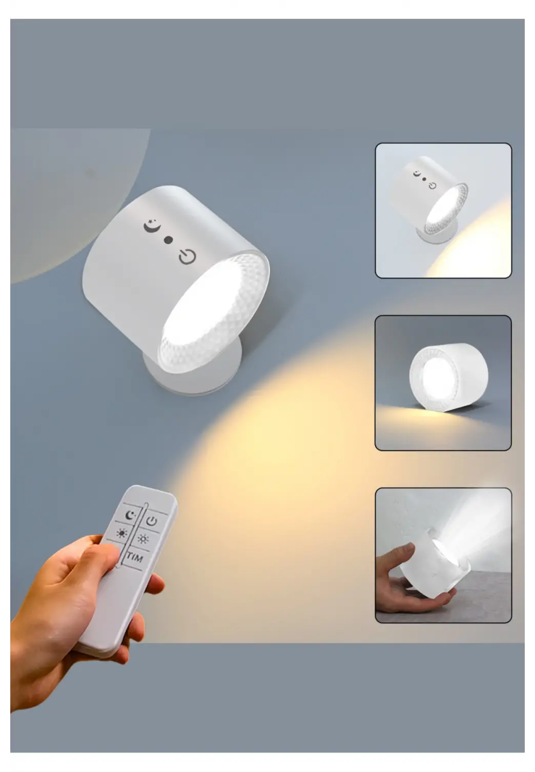 Mıknatıslı Uzaktan Kumandalı Çift Taraflı Duvar Aplik LED Aydınlatma 3 Renk USB Şarjlı