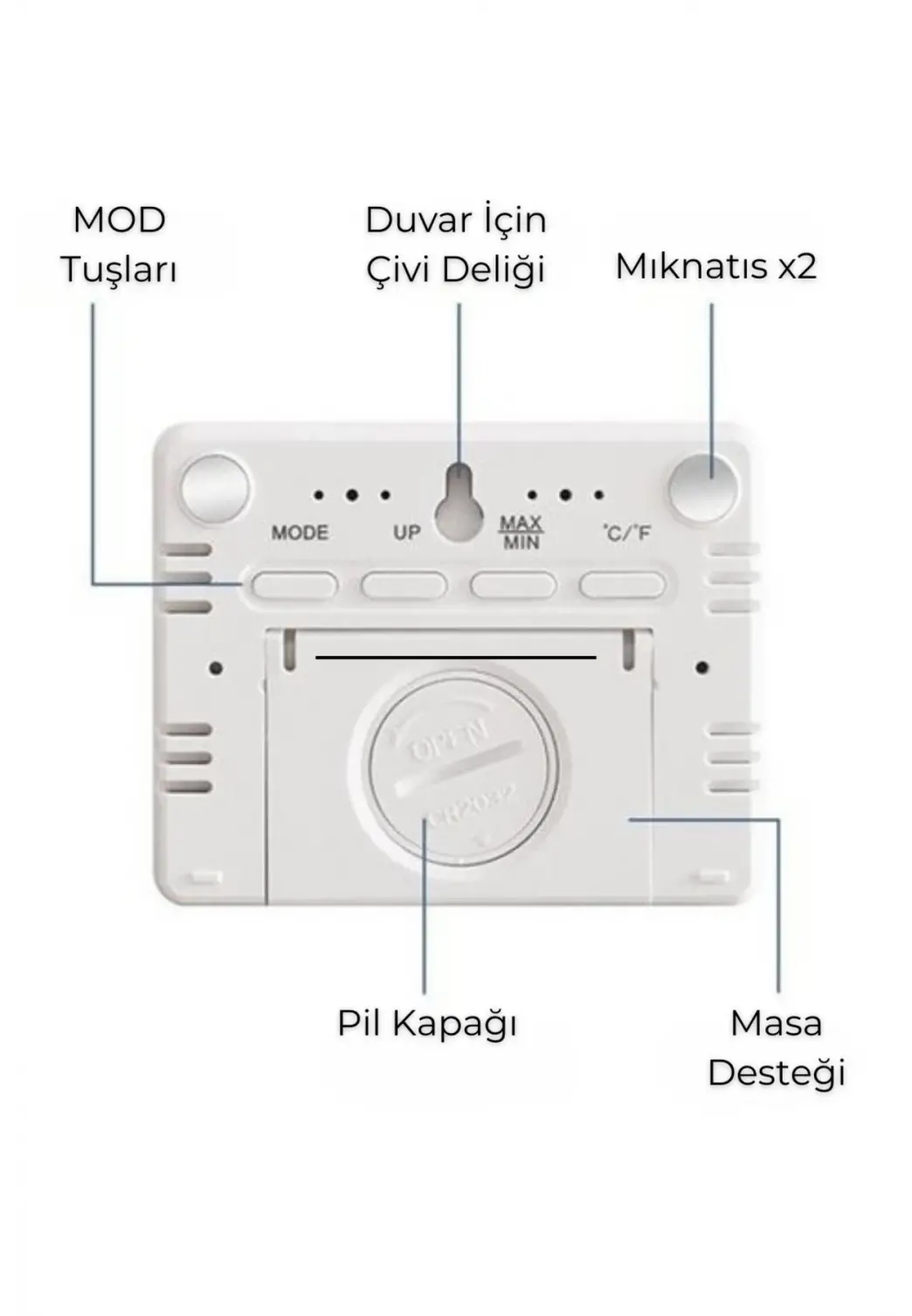 Dijital Duvar Saati Termometre Sıcaklık Ve Nem Ölçer Masa Saati Alarm LCD Ekran Duvara Takılır SİYAH