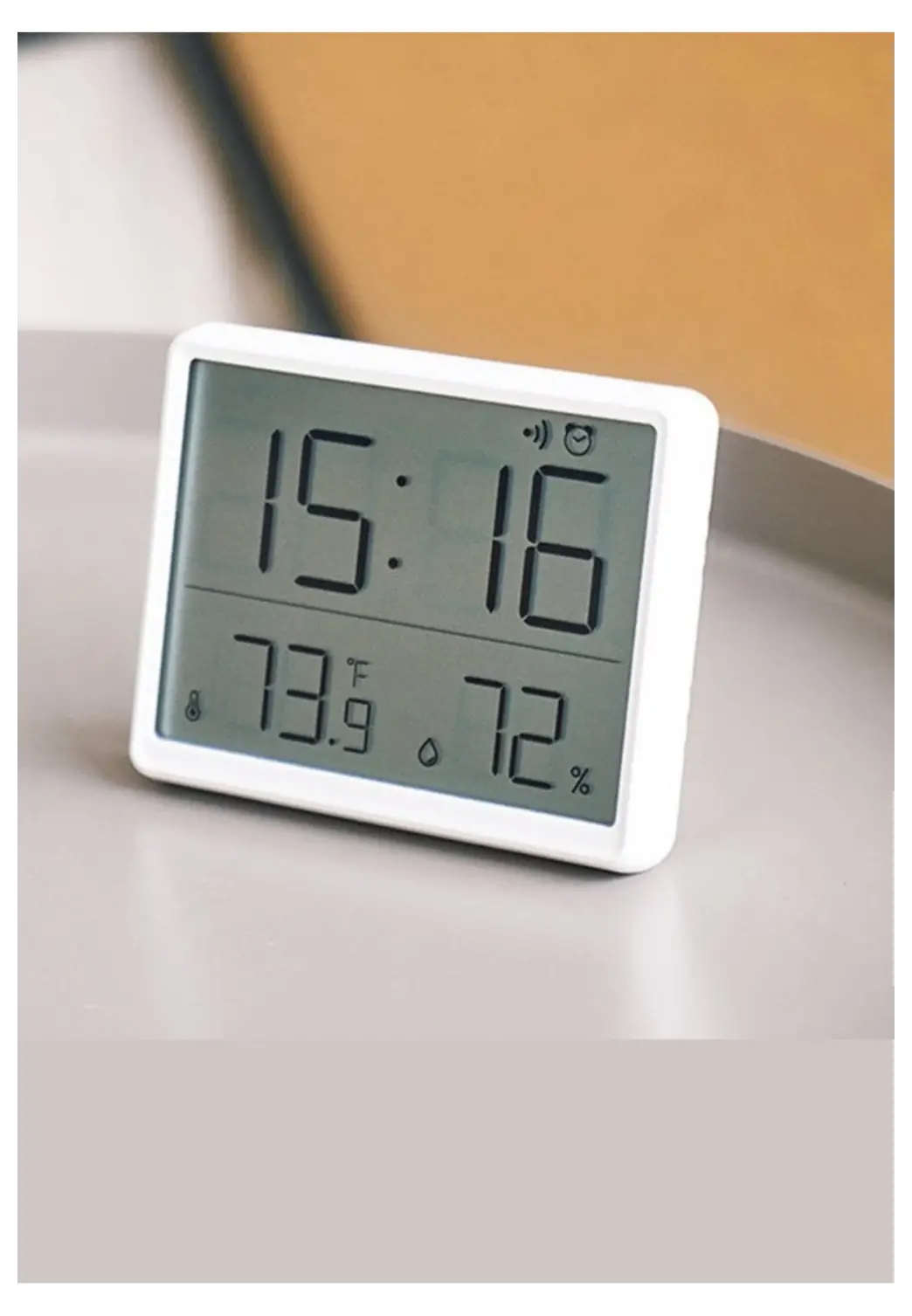 Dijital Duvar Saati Termometre Sıcaklık Ve Nem Ölçer Masa Saati Alarm LCD Ekran Duvara Takılır BEYAZ