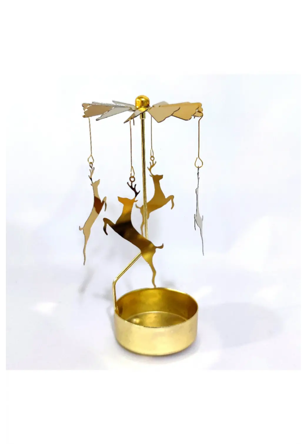 Dekoratif Isı ile Dönen Mumluk Gold Metal Ev Dekoru Geyik Hediyelik Şık Tasarım