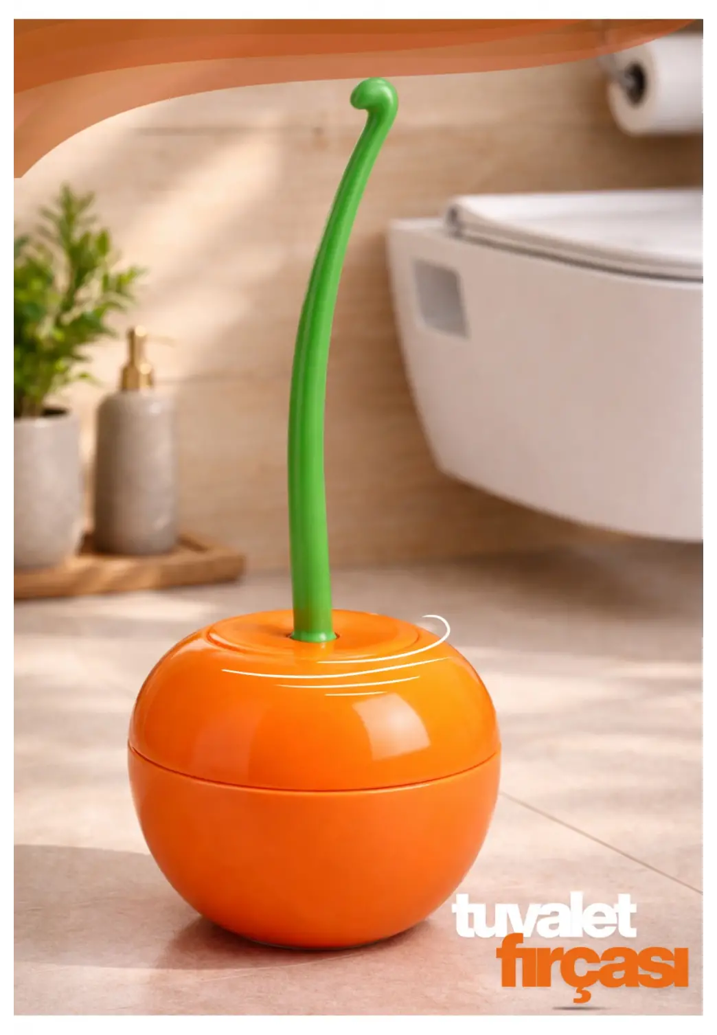 Dekoratif Portakal Şeklinde Tuvalet Fırçası Plastik WC Klozet Fırçası