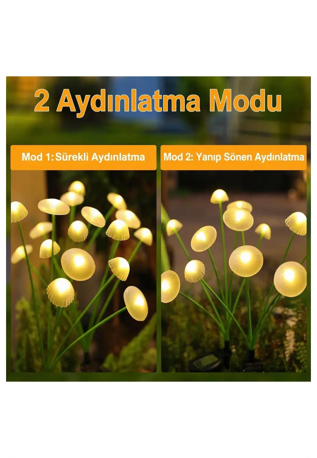 Dekoratif Mantar Görünümlü 6lı SOLAR LED Lamba Güneş Enerjili Su Geçirmez Bahçe Saksı Aydınlatma
