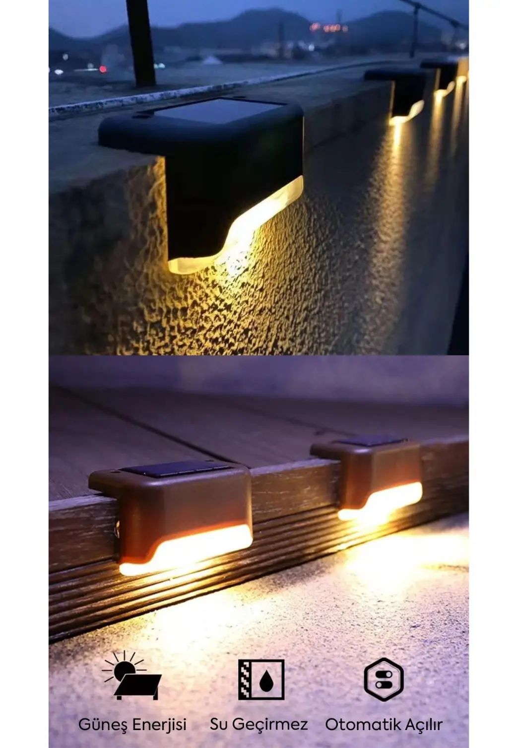 1 Adet L Solar Led Güneş Enerjili Su Geçirmez Köşebent Led Işık Merdiven Veranda Bahçe Aydınlatma