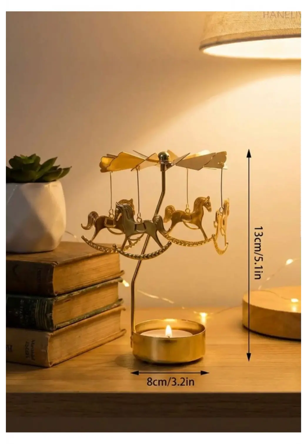 Dekoratif Isı ile Dönen Mumluk Gold Metal Ev Dekoru Atlı Karınca Hediyelik Şık Tasarım