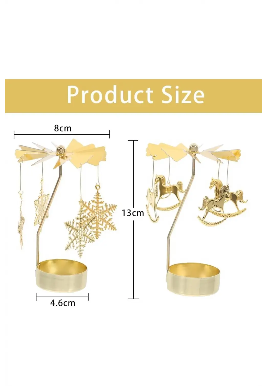 Dekoratif Isı ile Dönen Mumluk Gold Metal Ev Dekoru Kar Tanesi Hediyelik Şık Tasarım