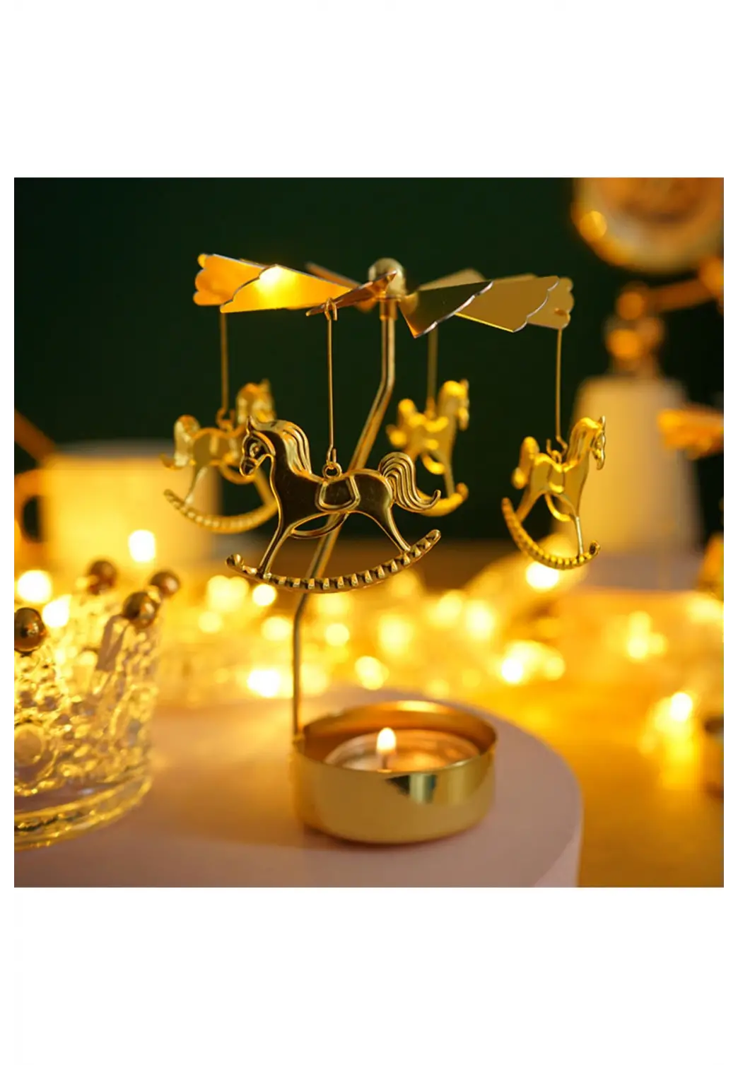 Dekoratif Isı ile Dönen Mumluk Gold Metal Ev Dekoru Kar Tanesi Hediyelik Şık Tasarım