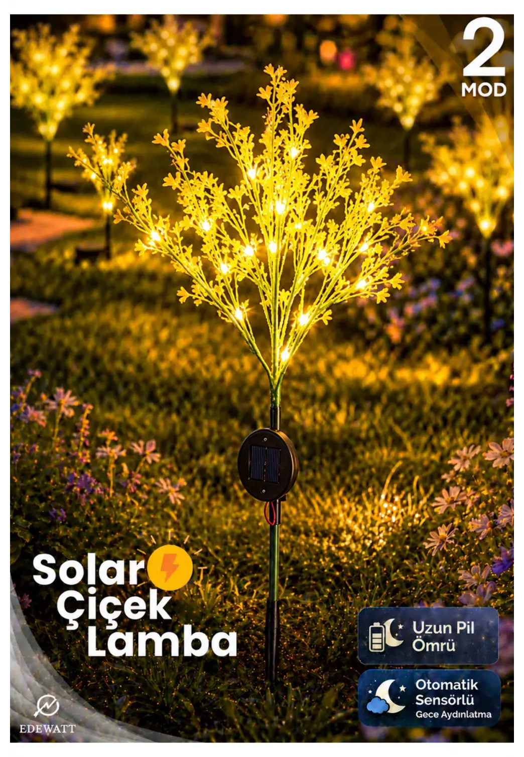 Dekoratif Çiçek Görünümlü SOLAR LED Lamba Güneş Enerjilli Su Geçirmez Bahçe Aydınlatma