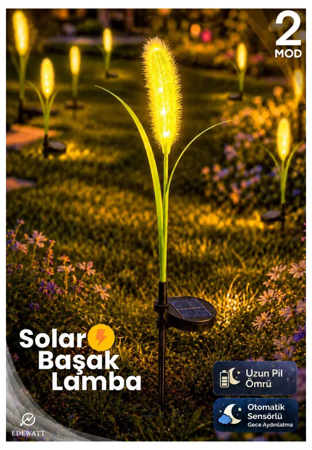 Dekoratif Başak Görünümlü SOLAR LED Lamba Güneş Enerjilli Su Geçirmez Bahçe Aydınlatma