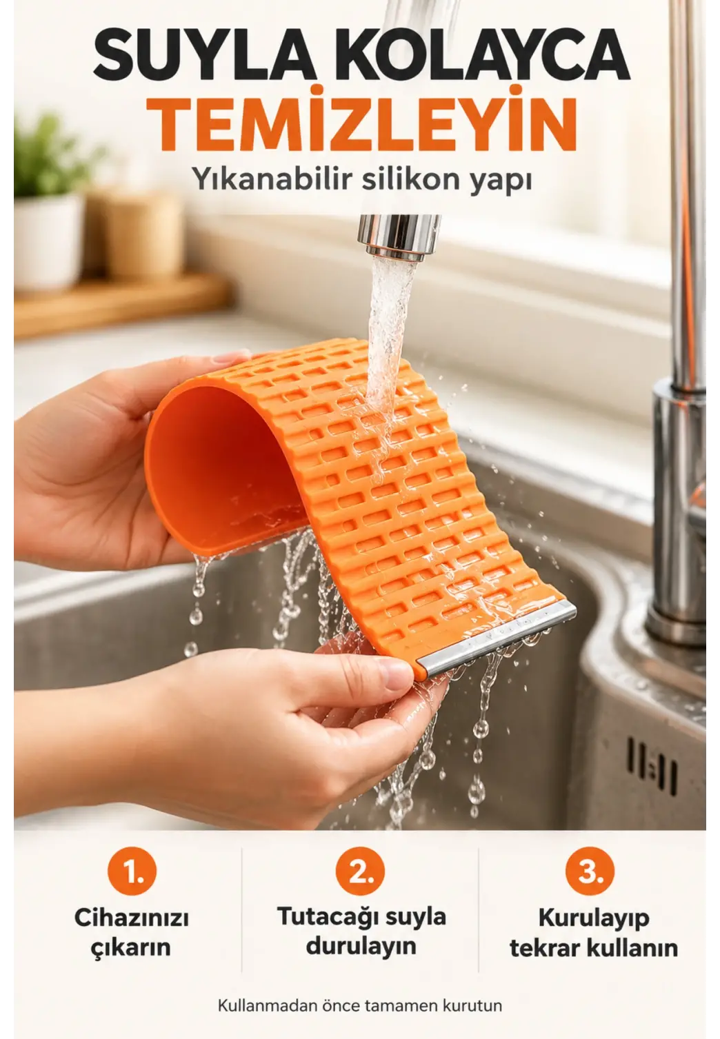 Esnek Silikon Telefon ve Tablet Tutacağı – Şekil Verilebilir Masaüstü Standı, Turuncu