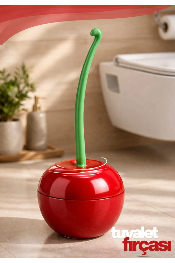 Dekoratif Kiraz Şeklinde Tuvalet Fırçası Plastik WC Klozet Fırçası Hijyenik