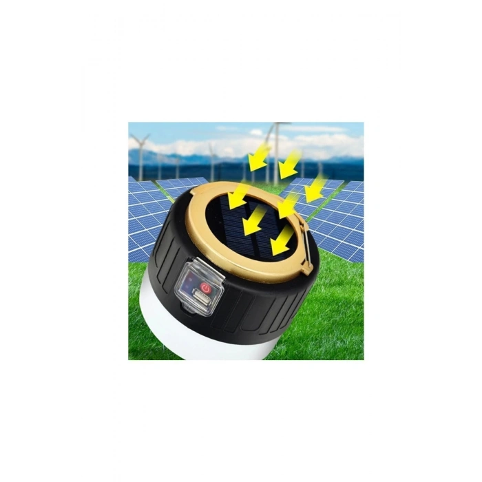 G-300w Kamp Lambası Solar Güneş Enerjili Ampül 26smd Led Şarjlı El Feneri Powerbank 5 Mod
