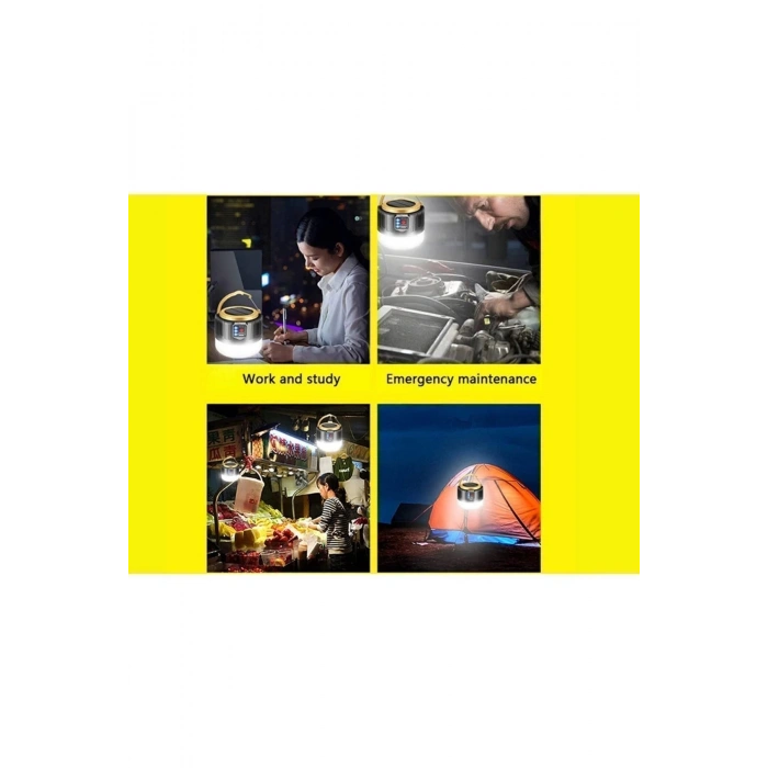 G-300w Kamp Lambası Solar Güneş Enerjili Ampül 26smd Led Şarjlı El Feneri Powerbank 5 Mod