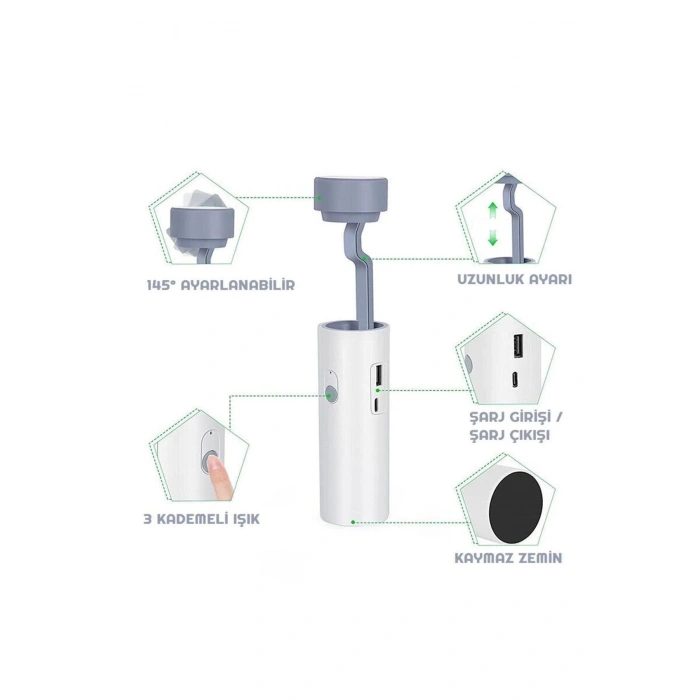 Şarjlı Dokunmatik 20 Led Çalışma Okuma Işığı Masa Lambası Kademeli Parlaklık Powerbank 1200mah