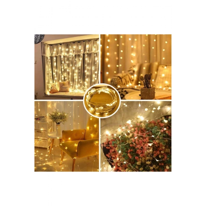 Perde Led 3mx3m Kumandalı 8 Fonksıyonlu 300 Ledli 10 Sarkıtlı Peri Ledi Usb Girişli
