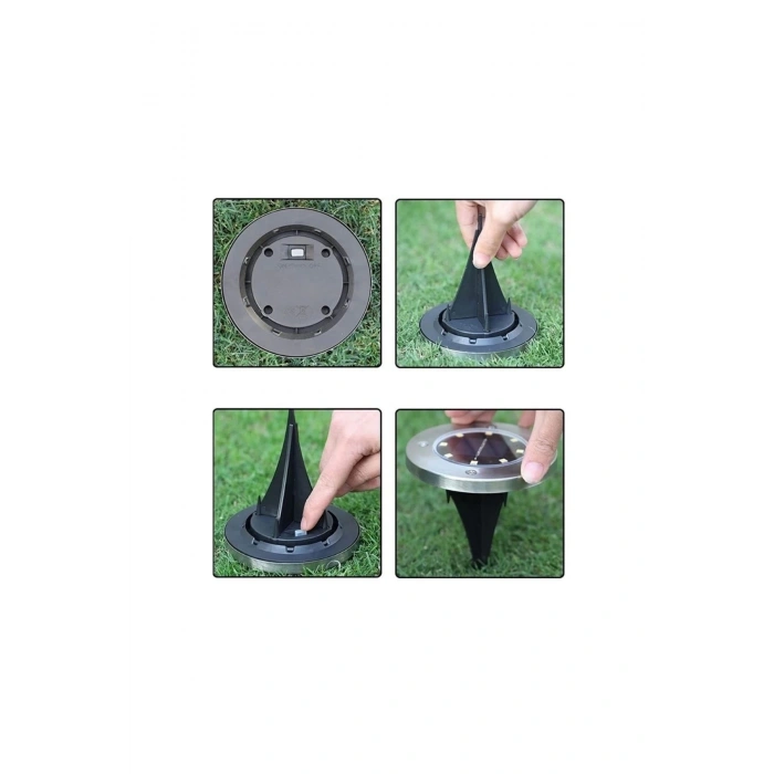 12 Adet 8 Led’li Gömme Solar Güneş Enerjili Zemin Yol Bahçe Aydınlatma Spot Lambası Su Geçirmez