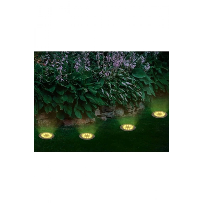 12 Adet 8 Led’li Gömme Solar Güneş Enerjili Zemin Yol Bahçe Aydınlatma Spot Lambası Su Geçirmez