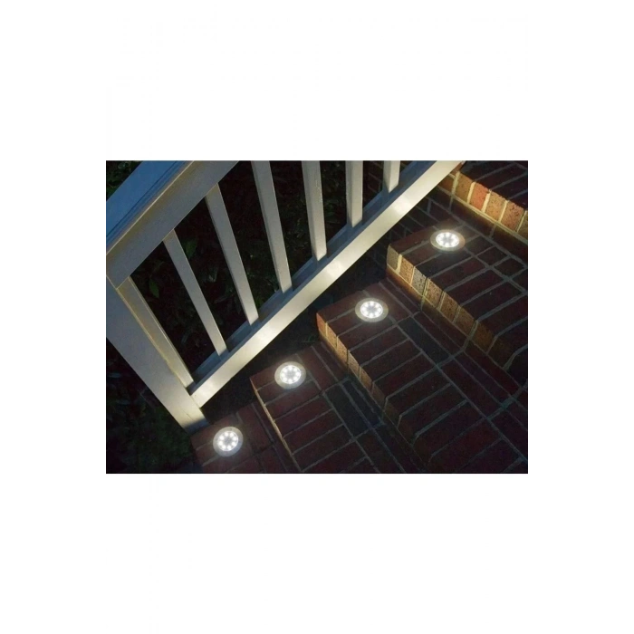 12 Adet 8 Led’li Gömme Solar Güneş Enerjili Zemin Yol Bahçe Aydınlatma Spot Lambası Su Geçirmez