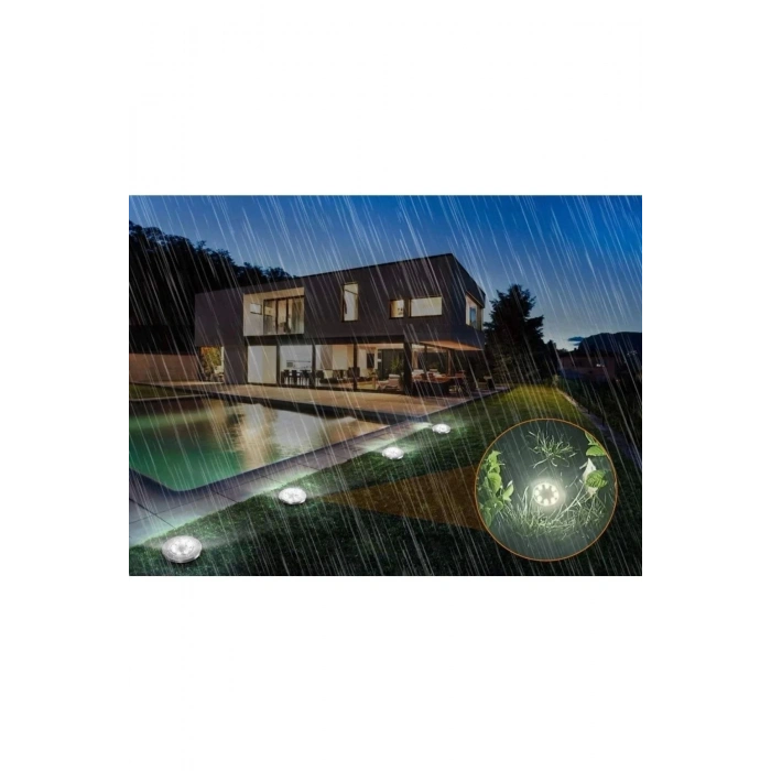 12 Adet 8 Led’li Gömme Solar Güneş Enerjili Zemin Yol Bahçe Aydınlatma Spot Lambası Su Geçirmez