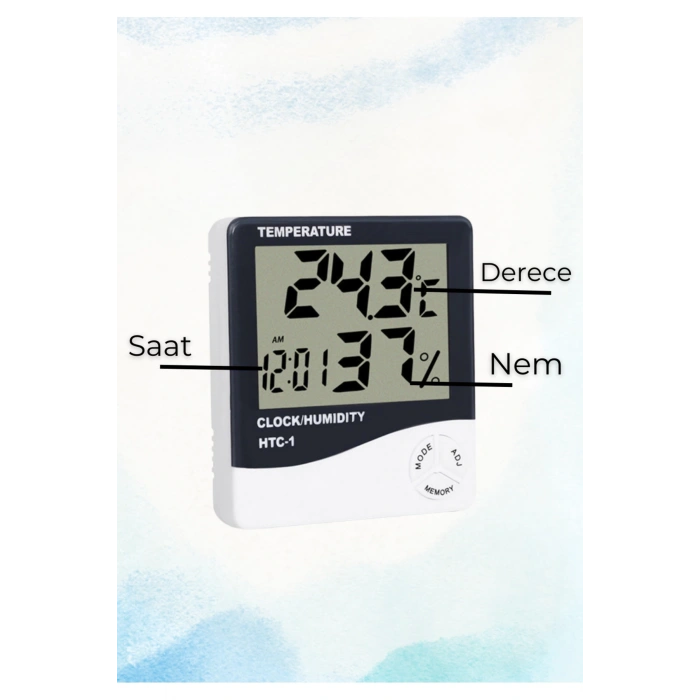 Dijital Oda Termometre Sıcaklık Ve Nem Ölçer Masa Saati Alarm Pil DAHİL