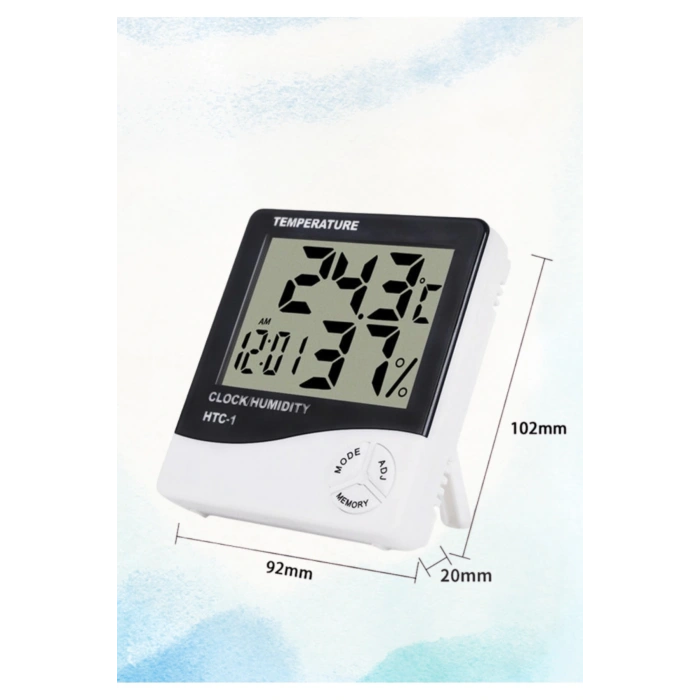 Dijital Oda Termometre Sıcaklık Ve Nem Ölçer Masa Saati Alarm Pil DAHİL