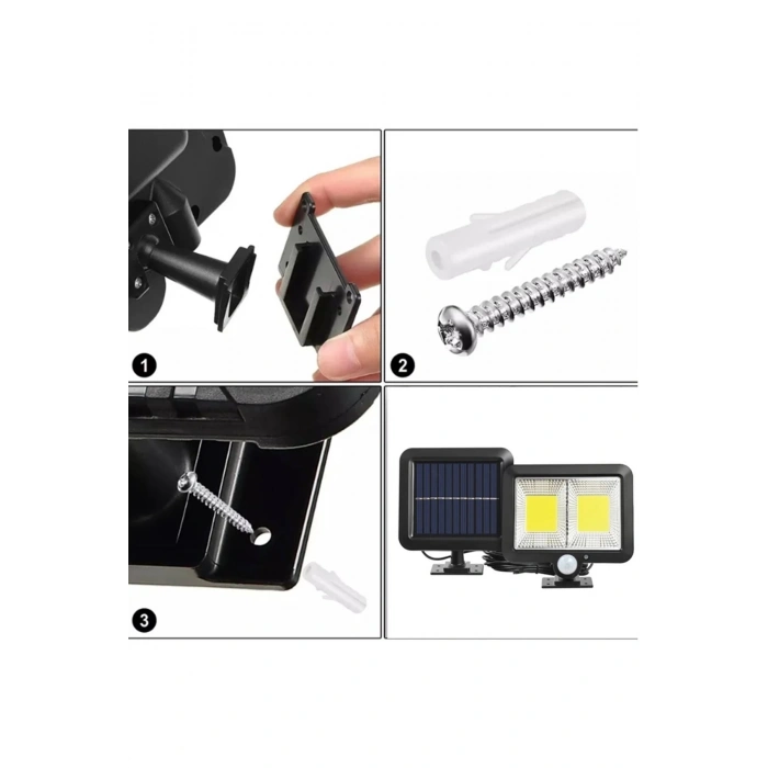 120 LED Ayrı Solar Panel Güneş Enerjili 3 Mod Duvar Lambası 5 METRE Kablolu Bahçe Aydınlatma