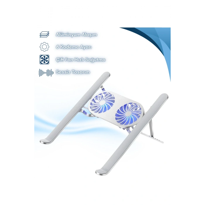 Alüminyum Katlanır Fanlı Taşınabilir Laptop Macbook Uyumlu Notebook Soğutucu Yükseltici Tutucu Stand