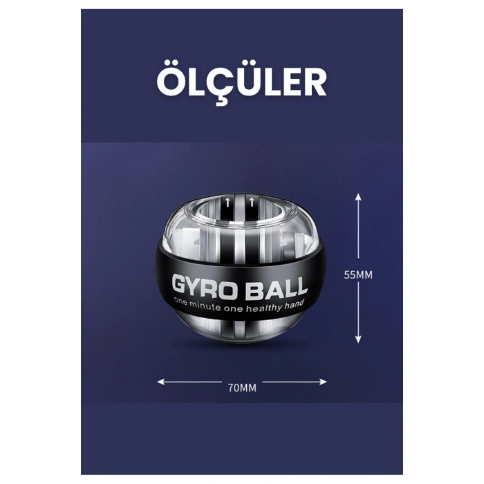 Gyro Ball El Bilek Egzersiz Topu Kol Kuvvet Güç Topu Powerball Kas Geliştirici