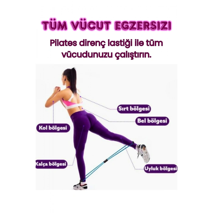 Fitness Pilates Direnç Lastiği Kalça Vücut Şekillendirici Yoga Squat Direnç Bandı Evde Spor