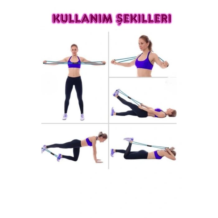 Fitness Pilates Direnç Lastiği Kalça Vücut Şekillendirici Yoga Squat Direnç Bandı Evde Spor